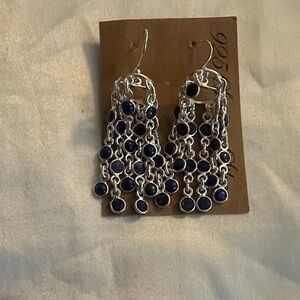 925 Sterling Silver Blue Lapis Dangle Chandelier Earrings